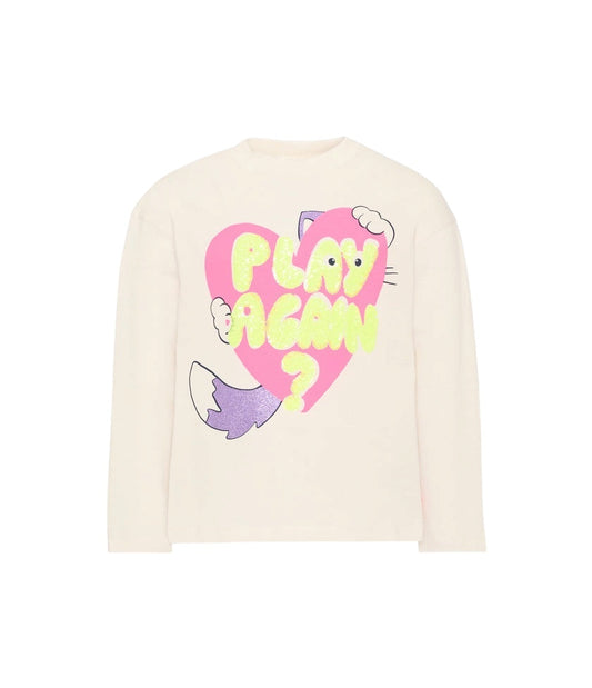 T-shirt bianca con stampa multicolore Billieblush e dettagli paillettes