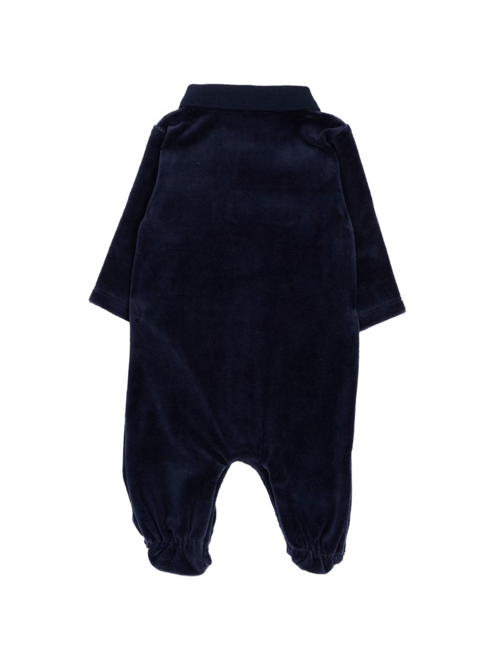 Tutina in ciniglia blu con logo Boss stampato frontale