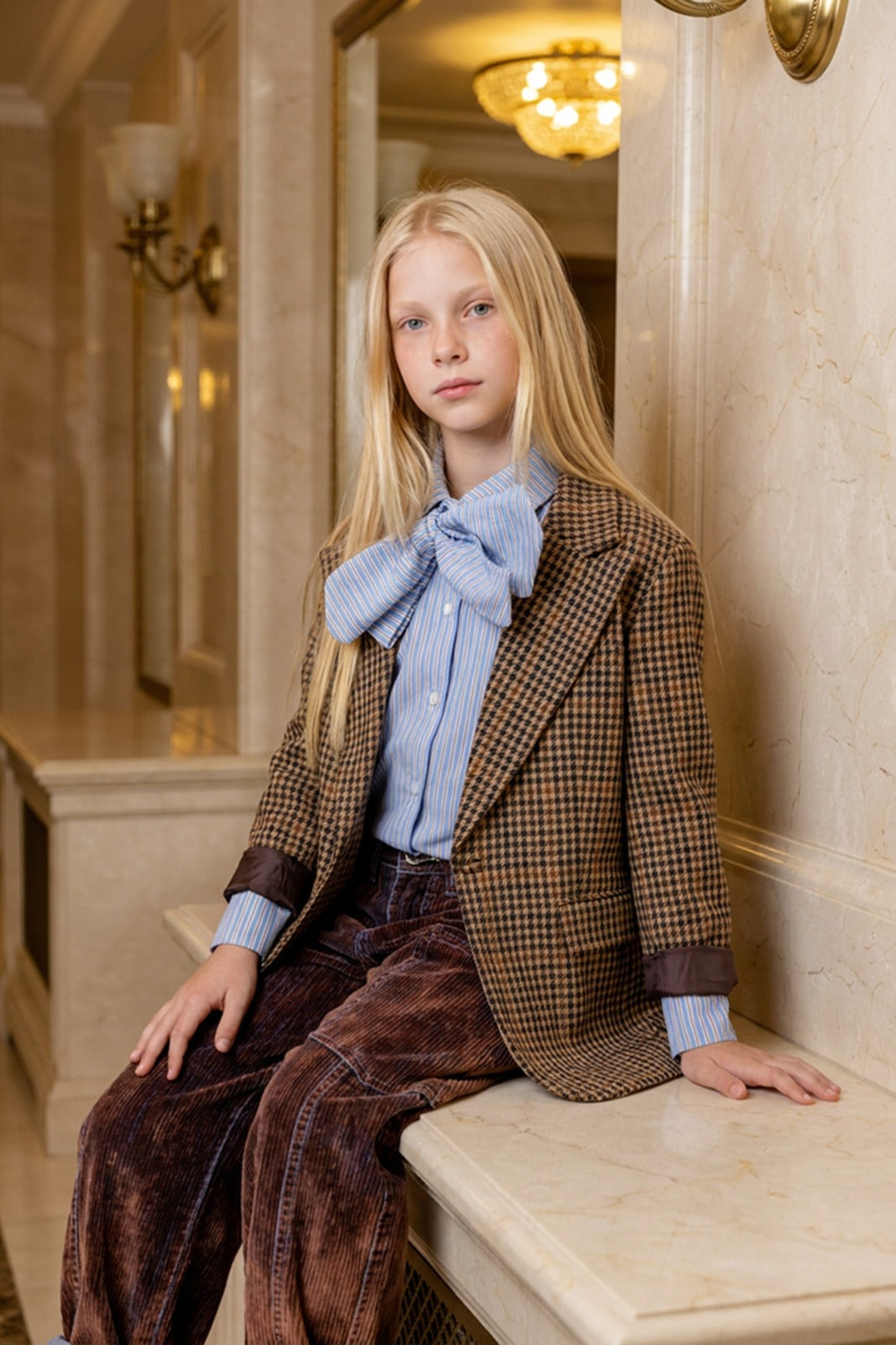 Giacca oversize marrone a fantasia con dettagli logo Lulu