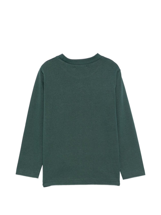 T-shirt verde manica lunga con dettagli logo Billieblush frontali