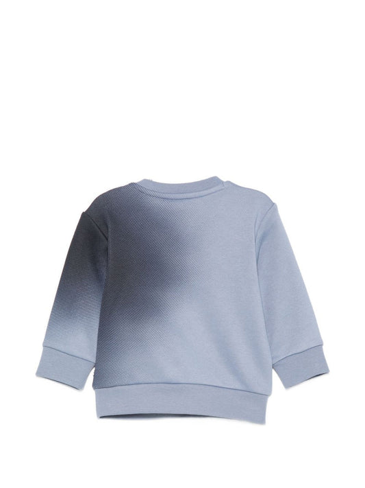 Felpa blu con sfumatura e dettagli logo Boss applicati frontale