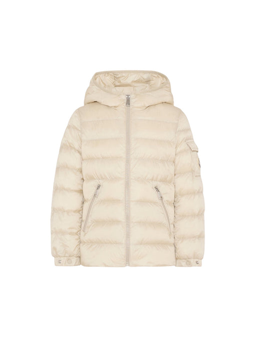 Giubbino Gles beige con patch logo Moncler