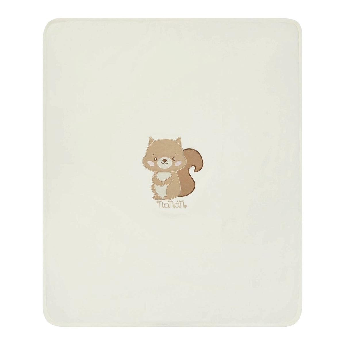 Coperta reversibile bianca e a fantasia con logo cucito Nanan
