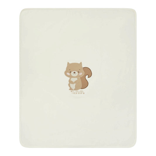 Coperta reversibile bianca e a fantasia con logo cucito Nanan