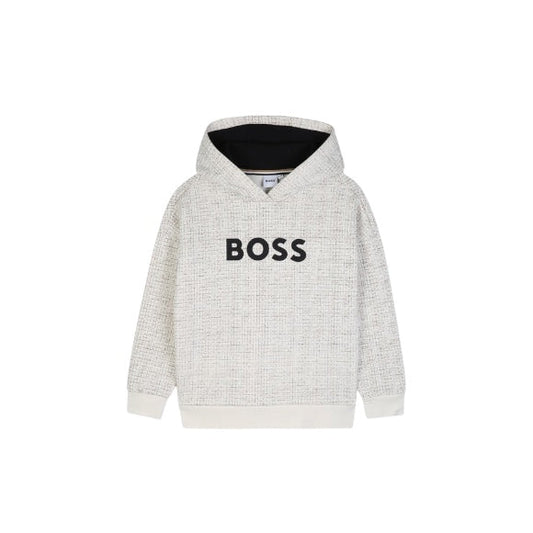 Felpa beige con cappuccio e con dettagli logo Boss
