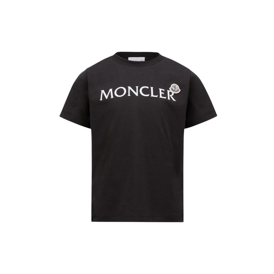 T-shirt nera con logo classico Moncler a contrasto