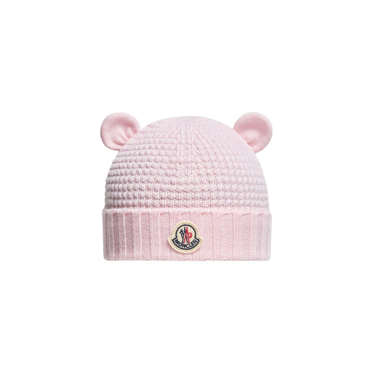 Cappello blu con orecchie e patch cucito Moncler