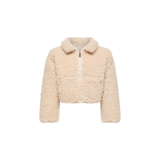 Felpa teddy panna con patch Moncler