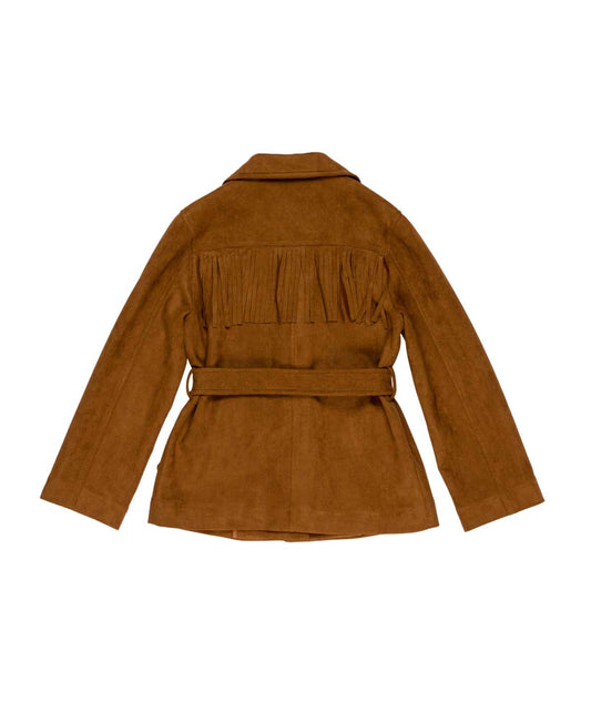 Giacca in camoscio marrone con dettagli logo Lulu