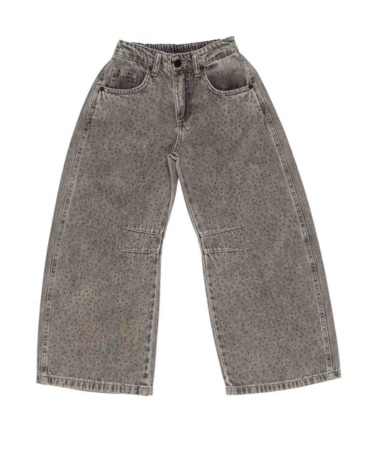 Jeans grigio con borchie e dettagli logo Lulu