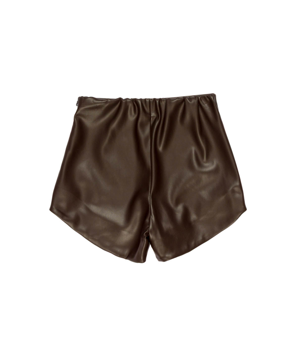 Pantaloncino in ecopelle marrone con dettagli logo Lulu