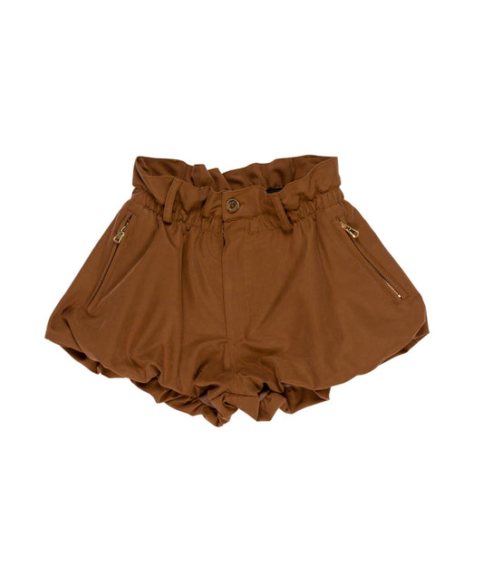 Pantaloncino balloon marrone con dettagli logo Lulu