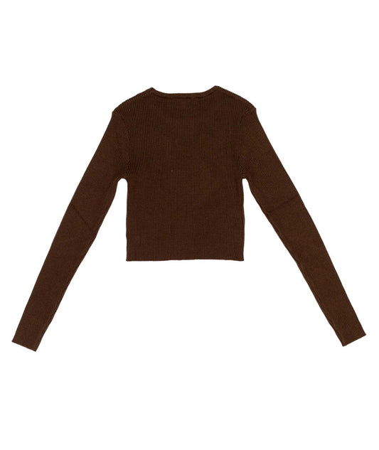 Maglia a costine marrone con dettaglio logo Lulu