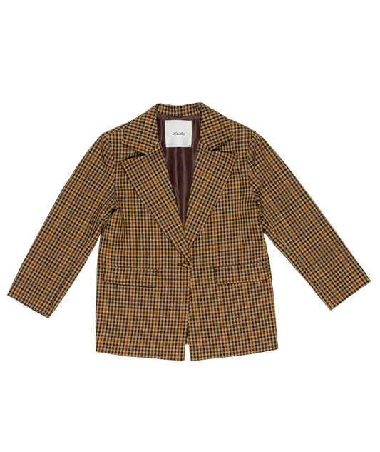 Giacca oversize marrone a fantasia con dettagli logo Lulu