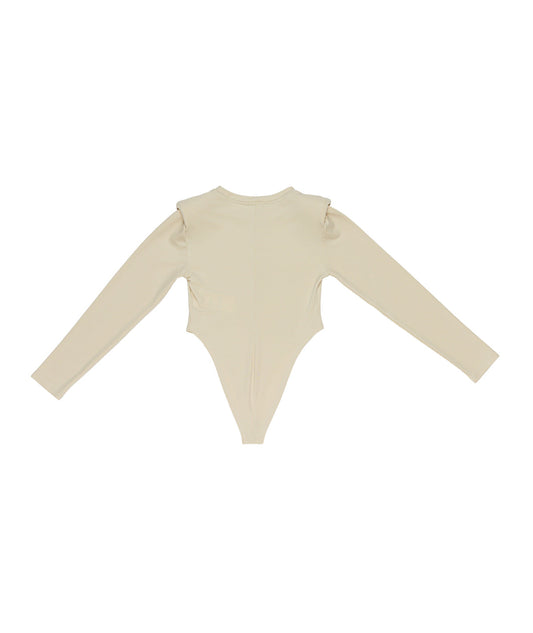 Body avorio elasticizzato con dettagli logo Lulu