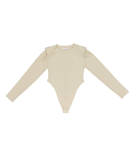Body avorio elasticizzato con dettagli logo Lulu
