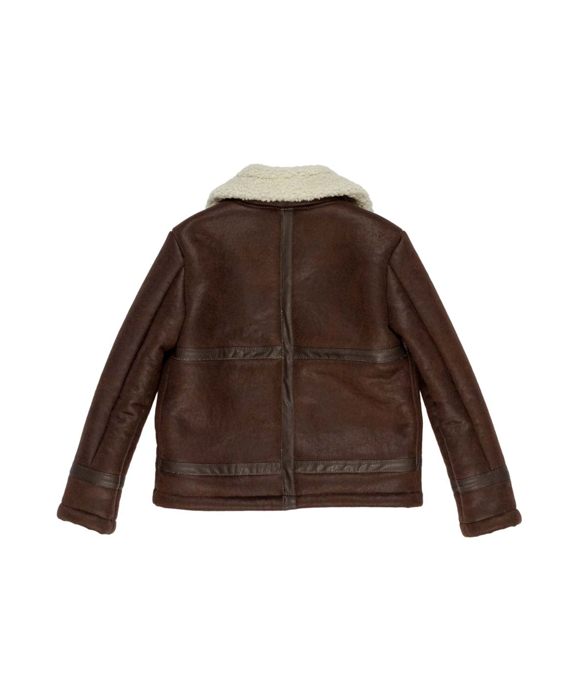 Montone marrone con teddy beige e dettagli logo Manuel Ritz
