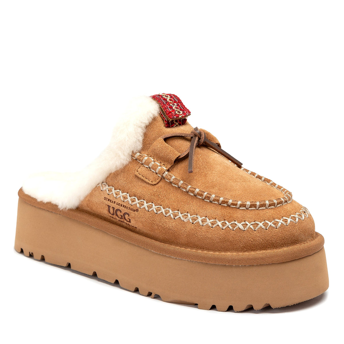 Lace Bow Platform Slippers