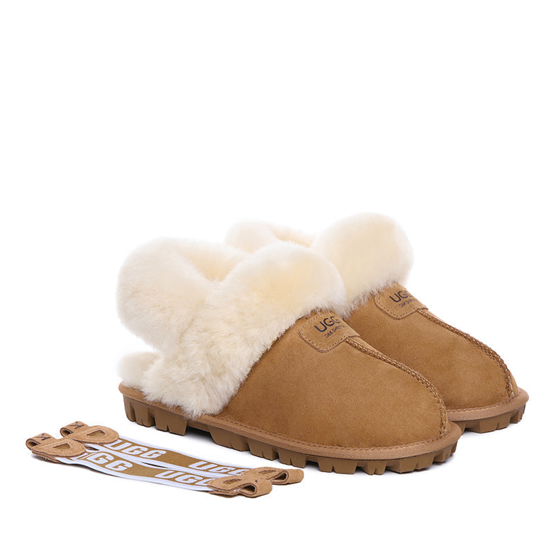 Fluffy Strap Ladies Scuff Uggs