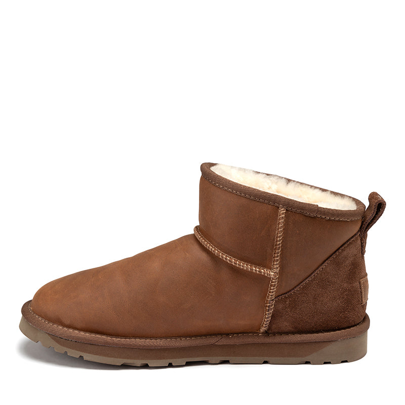 Mini Oiled Leather Ugg Boots