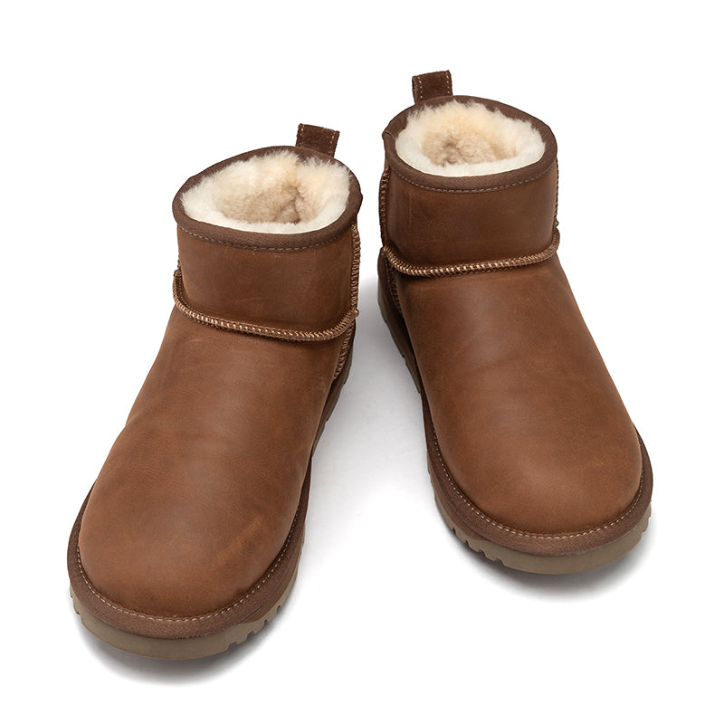 Mini Oiled Leather Ugg Boots