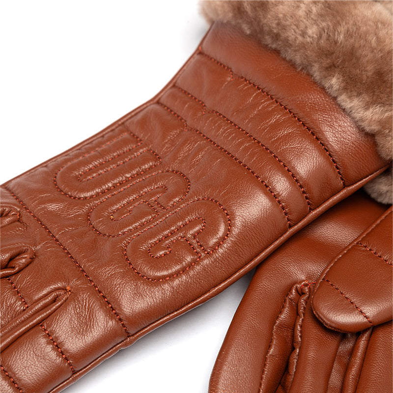 Fluffy Leather Gloves Uggs